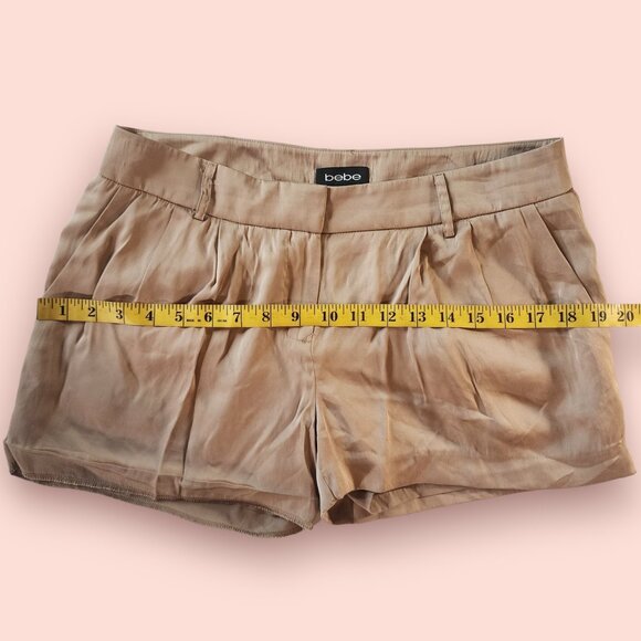 Y2K bebe gold satin trouser shorts mcbling office siren size 6 glam luxe - Picture 5 of 8